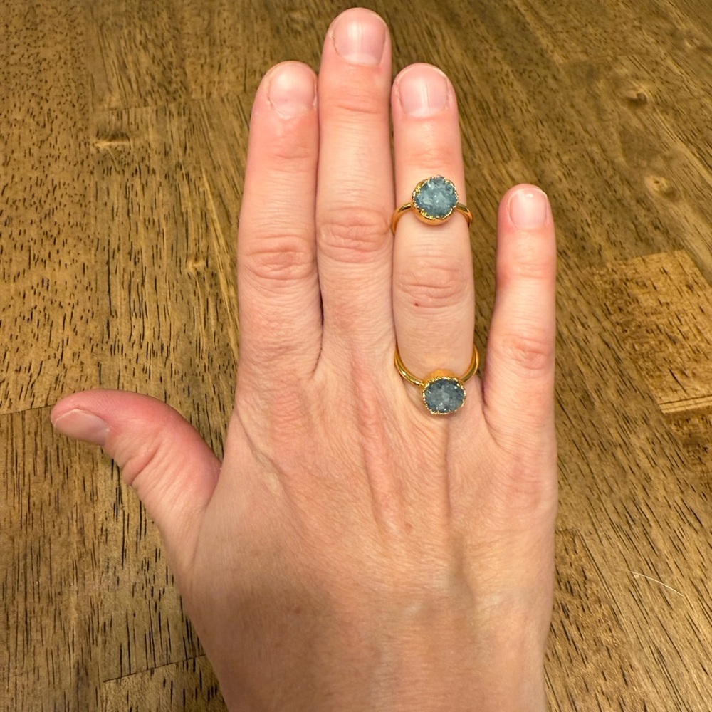 Lot of 4 Gold Tone Women's Ring Set Druzy boho - Picture 4 of 4
